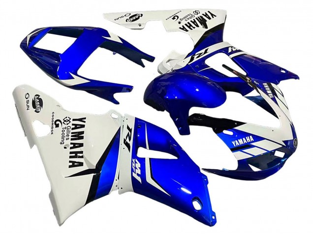 Mejores Carenados Moto Yamaha YZF 1000 R1 1998-1999 - Blanco Azul Negro