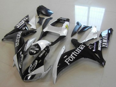 Mejores Carenados Moto Yamaha YZF R1 2002-2003 - Blanco Negro Brillante Fortuna Motul