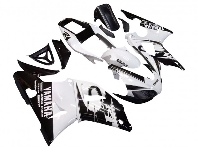Mejores Carenados Moto Yamaha YZF 1000 R1 1998-1999 - Blanco Negro Brillante