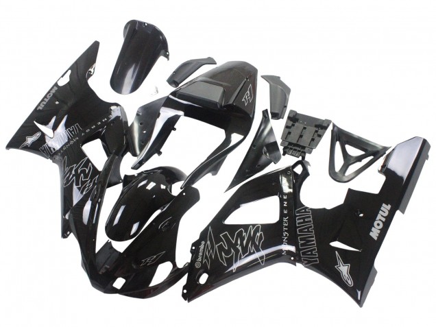 Mejores Carenados Moto Yamaha YZF 1000 R1 2000-2001 - Negro Brillante Blanco Monstruo Motul