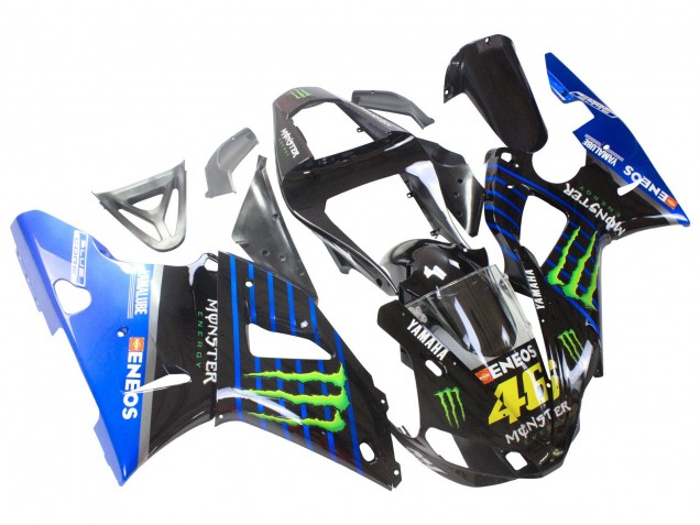 Mejores Carenados Moto Yamaha YZF 1000 R1 2000-2001 - Azul Negro Verde Monstruo Yamalube ENEOS 46