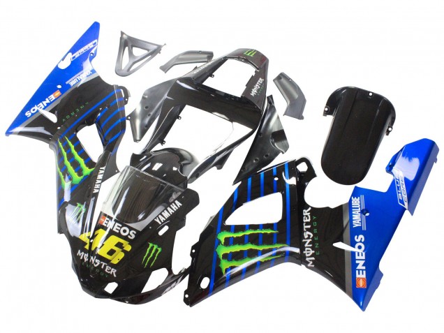 Mejores Carenados Moto Yamaha YZF 1000 R1 2000-2001 - Azul Negro Verde Monstruo Yamalube ENEOS 46