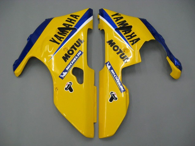 Mejores Carenados Moto Yamaha YZF 1000 R1 2000-2001 - Blanco Amarillo Azul Motul Camello