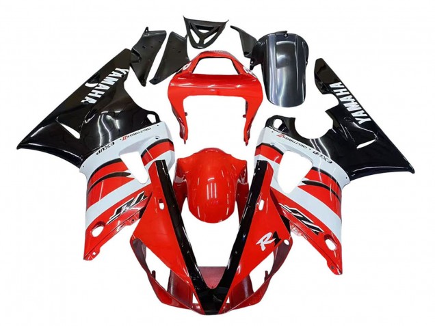 Mejores Carenados Moto Yamaha YZF 1000 R1 2000-2001 - Rojo Blanco Negro Brillante