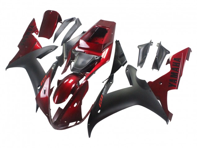 Mejores Kits Carenado Moto Yamaha YZF 1000 R1 2002-2003 - Rojo Negro Mate