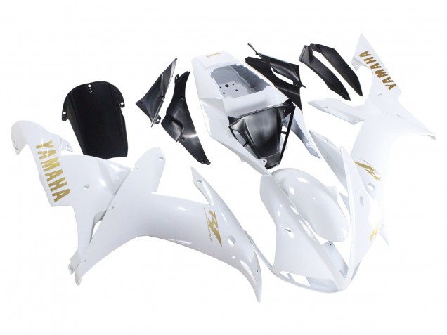 Mejores Carenados Moto Yamaha YZF 1000 R1 2002-2003 - Blanco Oro Calcomanías