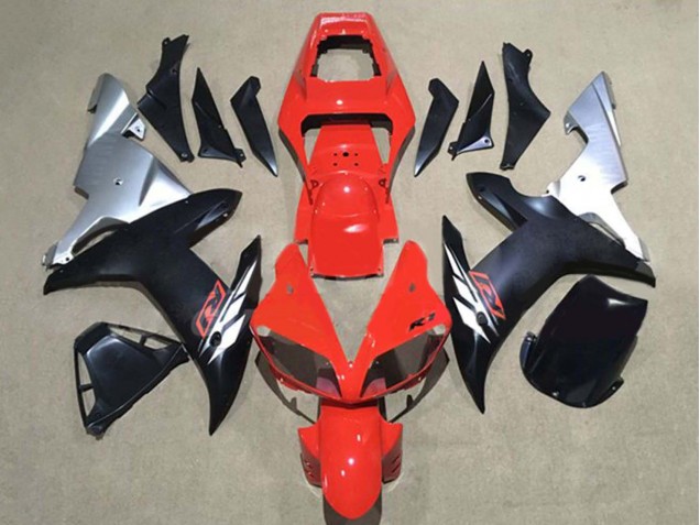 Mejores Carenados Moto Yamaha YZF 1000 R1 2002-2003 - Rojo Plata Negro Mate