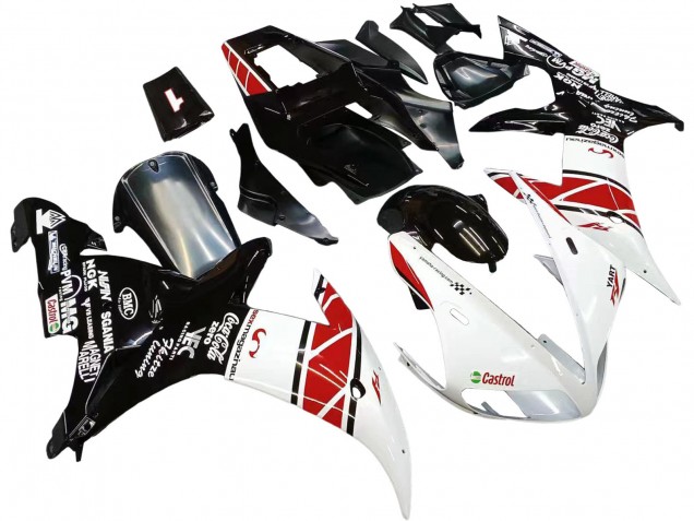 Mejores Carenados Moto Yamaha YZF 1000 R1 2002-2003 - Blanco Rojo Negro Castrol