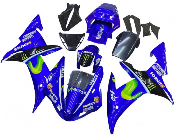 Mejores Carenados Moto Yamaha YZF 1000 R1 2002-2003 - Azul Negro Verde MoviStar ENEOS Monstruo