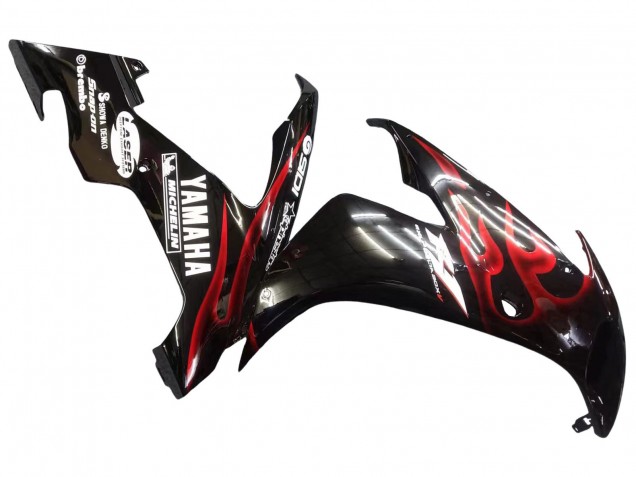 Mejores Carenados Moto Yamaha YZF 1000 R1 2004-2006 - Negro Brillante Rojo Llama