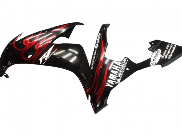 Mejores Carenados Moto Yamaha YZF 1000 R1 2004-2006 - Negro Brillante Rojo Llama
