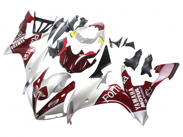 Mejores Carenados Moto Yamaha YZF 1000 R1 2004-2006 - Plata Rojo Fortuna Motul