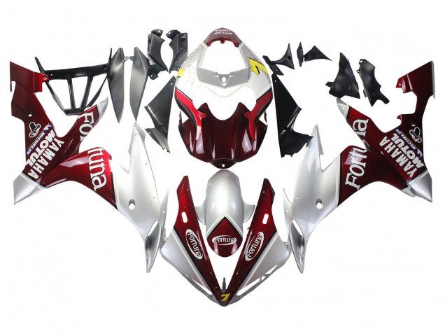 Mejores Carenados Moto Yamaha YZF 1000 R1 2004-2006 - Plata Rojo Fortuna Motul