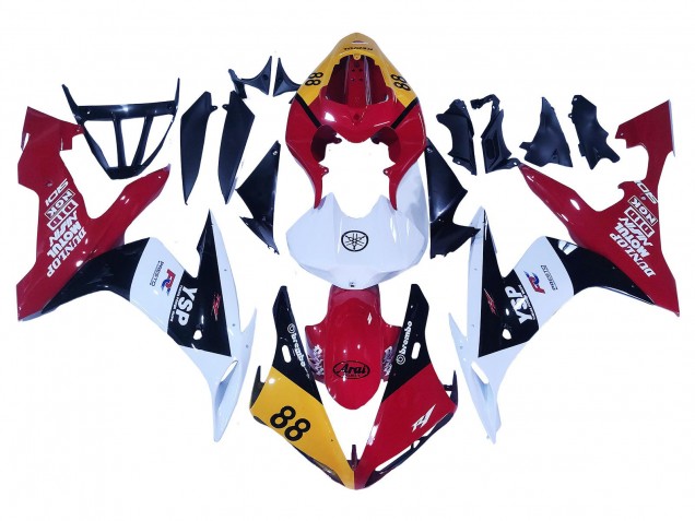 Mejores Carenados Moto Yamaha YZF 1000 R1 2004-2006 - Amarillo Rojo Blanco Negro YSP 88
