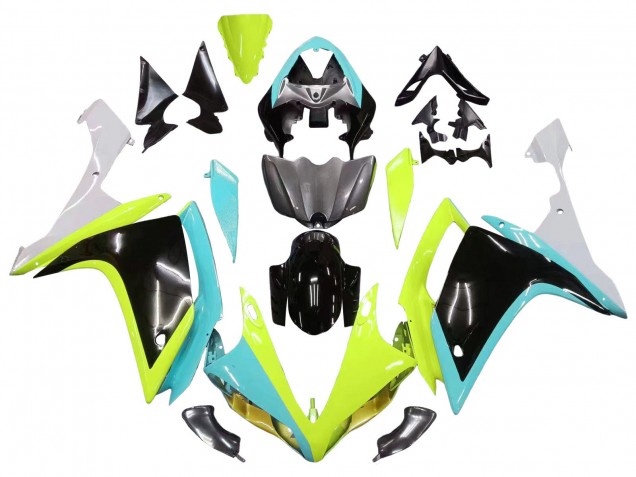 Mejores Carenados Moto Yamaha YZF 1000 R1 2007-2008 - Azul Claro Verde Lima Negro