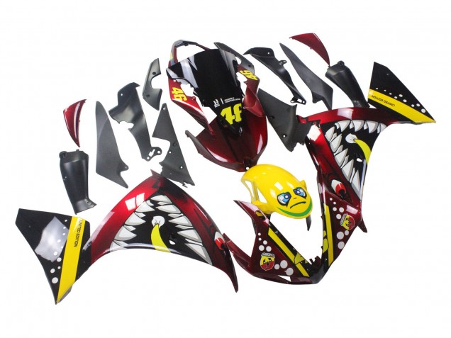 Mejores Carenados Moto Yamaha YZF 1000 R1 2009-2011 - Rojo Amarillo Negro Tiburón 46