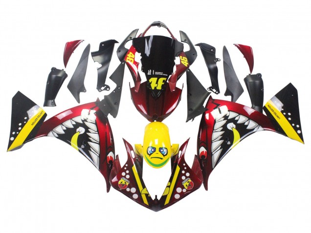 Mejores Carenados Moto Yamaha YZF 1000 R1 2009-2011 - Rojo Amarillo Negro Tiburón 46