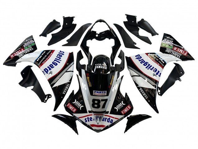 Mejores Carenados Moto Yamaha YZF 1000 R1 2009-2011 - Negro Brillante Blanco Rojo Volvo Fimer Yamalube 87