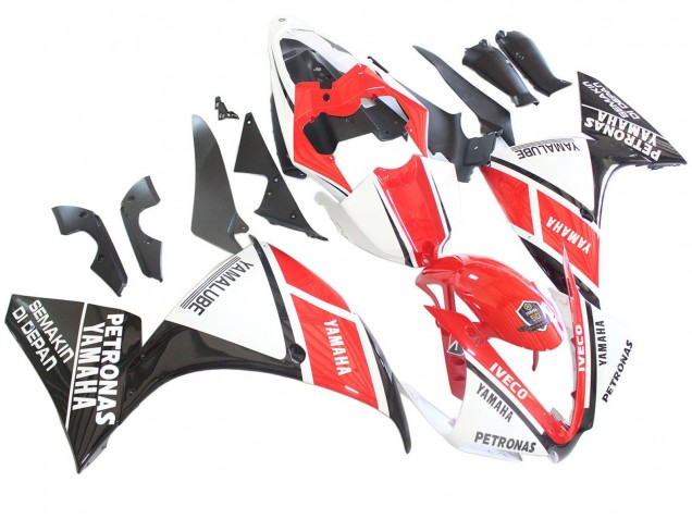 Mejores Carenados Moto Yamaha YZF 1000 R1 2012-2014 - Blanco Rojo Negro Brillante Petronas