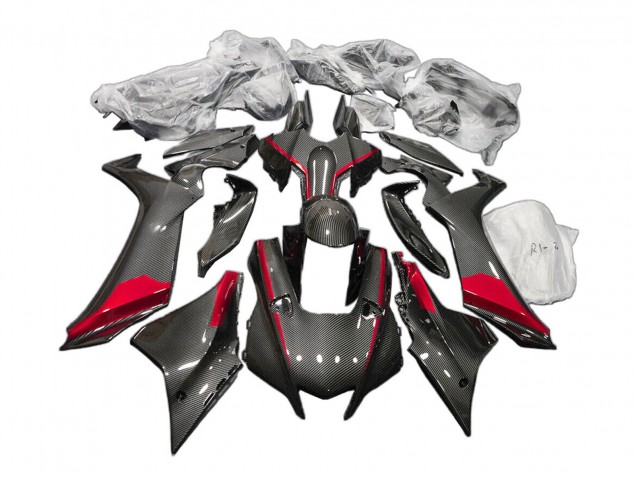 Mejores Carenados Moto Yamaha YZF 1000 R1 2020-2025 - Negro FibraCarbono Rojo