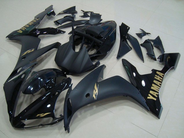 Mejores Carenados Moto Yamaha YZF R1 2004-2006 - Negro Brillante Negro Mate Oro