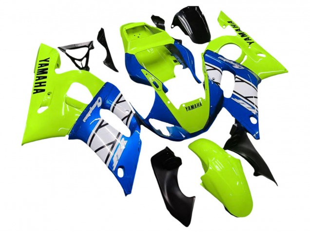 Mejores Carenados Moto Yamaha YZF 600 R6 1998-2002 - Neon Verde Azul Blanco Champions