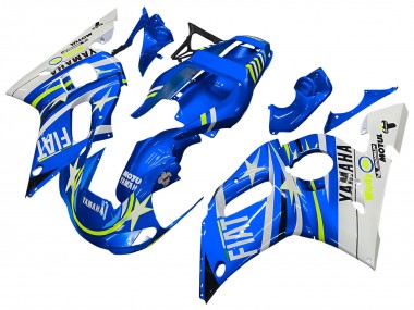 Mejores Carenados Moto Yamaha YZF 600 R6 1998-2002 - Blanco Azul Neon Amarillo Fiat Motul Michelin