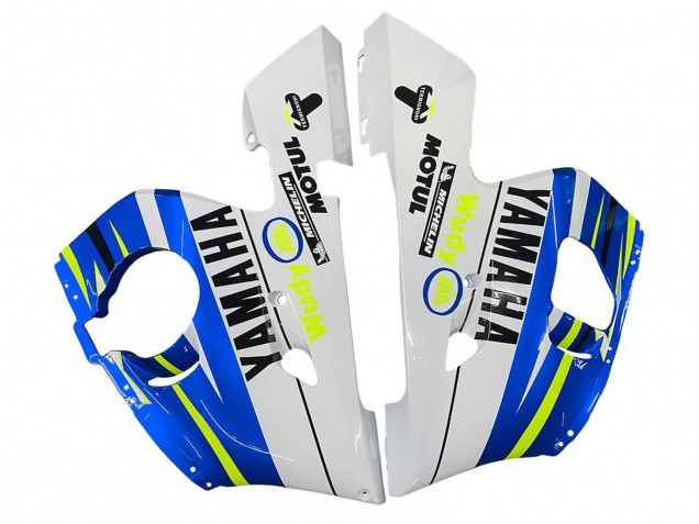 Mejores Carenados Moto Yamaha YZF 600 R6 1998-2002 - Blanco Azul Neon Amarillo Fiat Motul Michelin