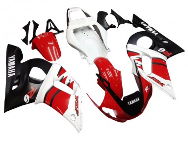 Mejores Carenados Moto Yamaha YZF 600 R6 1998-2002 - Blanco Rojo Negro Brillante