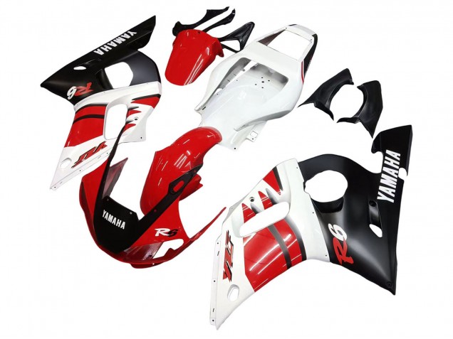 Mejores Carenados Moto Yamaha YZF 600 R6 1998-2002 - Blanco Rojo Negro Brillante