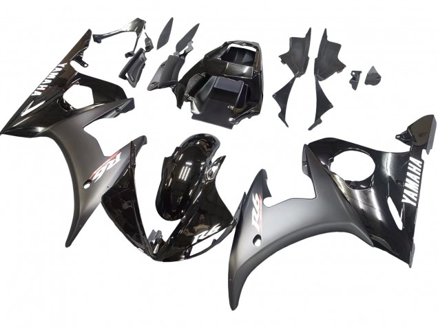 Mejores Carenados Moto Yamaha YZF R6S 2006-2009 - Negro Brillante Negro Mate Blanco Calcomanías