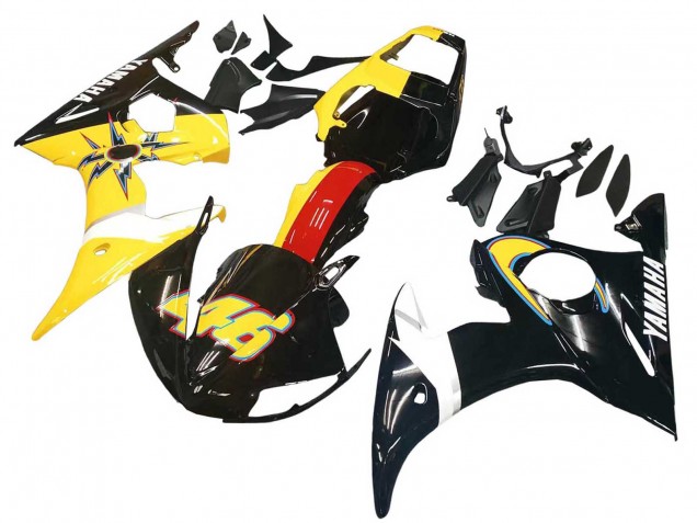 Mejores Carenados Moto Yamaha YZF R6 2003-2004 - Amarillo Rojo Negro Brillante 46