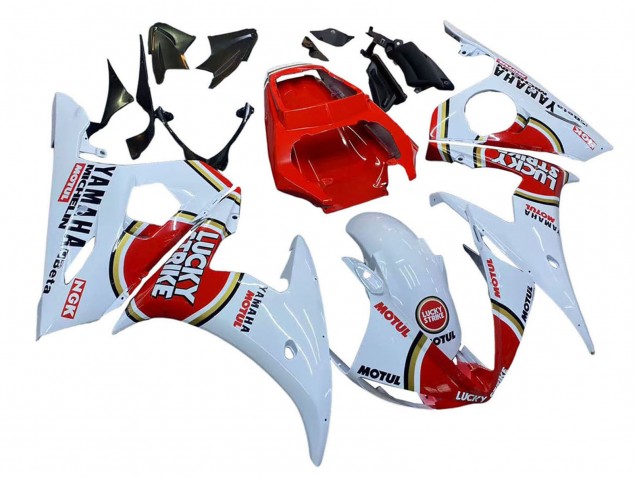 Mejores Carenados Moto Yamaha YZF R6S 2006-2009 - Blanco Rojo Lucky Strike Motul