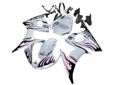 Mejores Carenados Moto Yamaha YZF R6S 2006-2009 - Blanco Dark Negro Llama