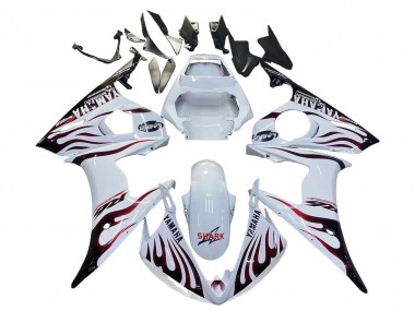 Mejores Carenados Moto Yamaha YZF R6S 2006-2009 - Blanco Dark Negro Llama