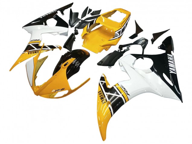 Mejores Carenados Moto Yamaha YZF R6S 2006-2009 - Amarillo Blanco Negro Brillante