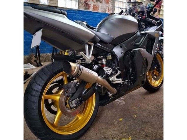 Mejores Carenados Moto Yamaha YZF R6 2003-2004 - Gris Mate Negro Mate Oro Calcomanías