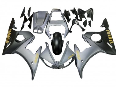 Mejores Carenados Moto Yamaha YZF R6S 2006-2009 - Gris Mate Negro Mate Oro Calcomanías