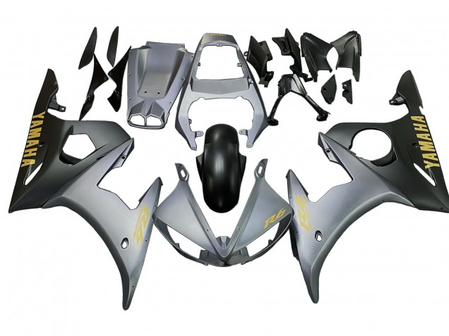 Mejores Carenados Moto Yamaha YZF R6S 2006-2009 - Gris Mate Negro Mate Oro Calcomanías