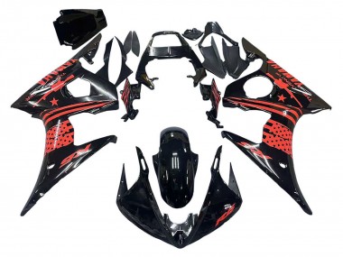 Mejores Carenado Moto Yamaha YZF R6S 2006-2009 - Negro Brillante Rojo