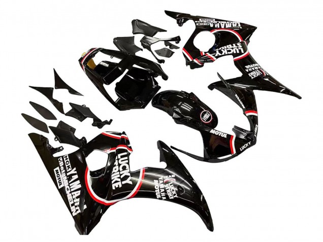 Mejores Carenados Moto Yamaha YZF R6 2003-2004 - Negro Brillante Rojo Blanco Lucky Strike Motul