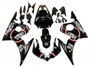 Mejores Carenados Moto Yamaha YZF R6S 2006-2009 - Negro Brillante Rojo Blanco Lucky Strike Motul