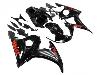 Mejores Carenados Moto Yamaha YZF R6S 2006-2009 - Negro Brillante Rojo