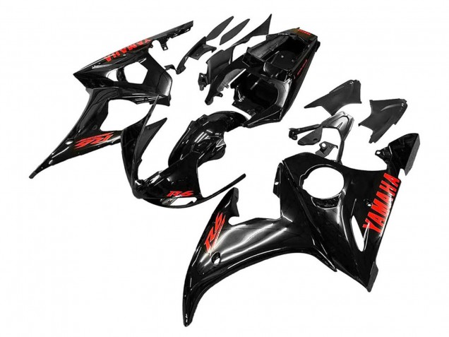 Mejores Carenados Moto Yamaha YZF R6S 2006-2009 - Negro Brillante Rojo