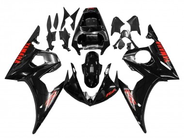 Mejores Carenados Moto Yamaha YZF R6S 2006-2009 - Negro Brillante Rojo