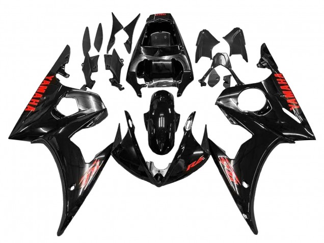 Mejores Carenados Moto Yamaha YZF R6S 2006-2009 - Negro Brillante Rojo