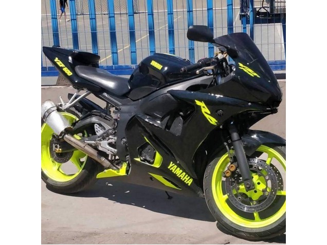 Mejores Carenados Moto Yamaha YZF R6 2003-2004 - Negro Brillante Neon Amarillo