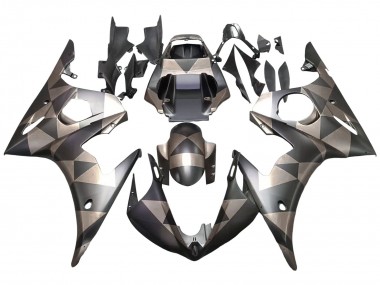 Mejores Carenados Moto Yamaha YZF R6S 2006-2009 - Gris Negro Mate Geométrico