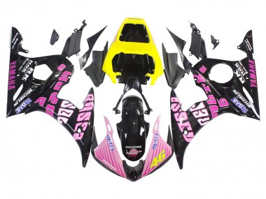 Mejores Carenados Moto Yamaha YZF R6S 2006-2009 - Amarillo Rosa Negro Brillante Rossi Repsol 46