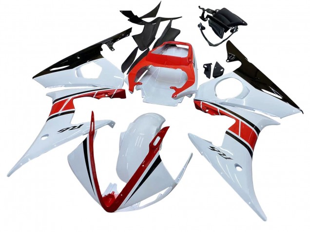 Mejores Carenados Moto Yamaha YZF R6S 2006-2009 - Blanco Rojo Negro Brillante